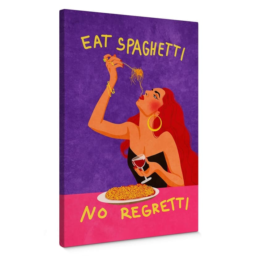 Stampa su tela Spaghetti e vino - Oltmanns