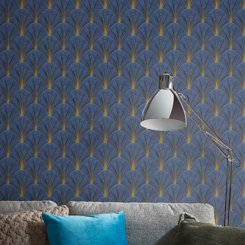 Carta da parati in tessuto non tessuto AVANTGARDE Elle Decoration 4, blu