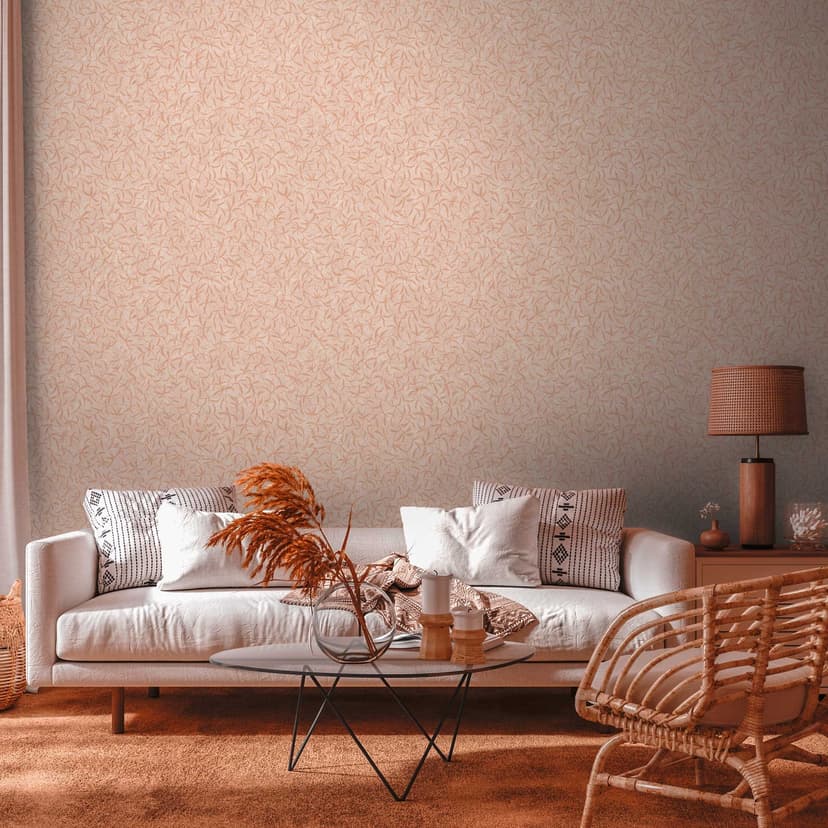 Carta da parati a fiori beige crema - Carta da parati in stile country per il soggiorno - Carta da p