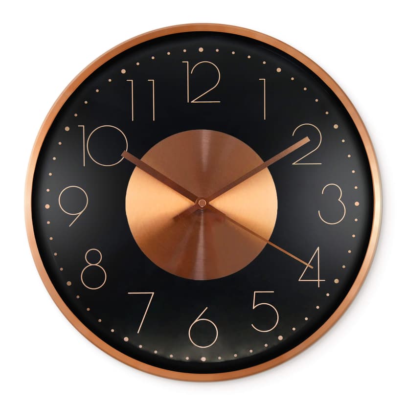 Moderne Aluminium Wanduhr Kupferoptik - Rund Ø30 c
