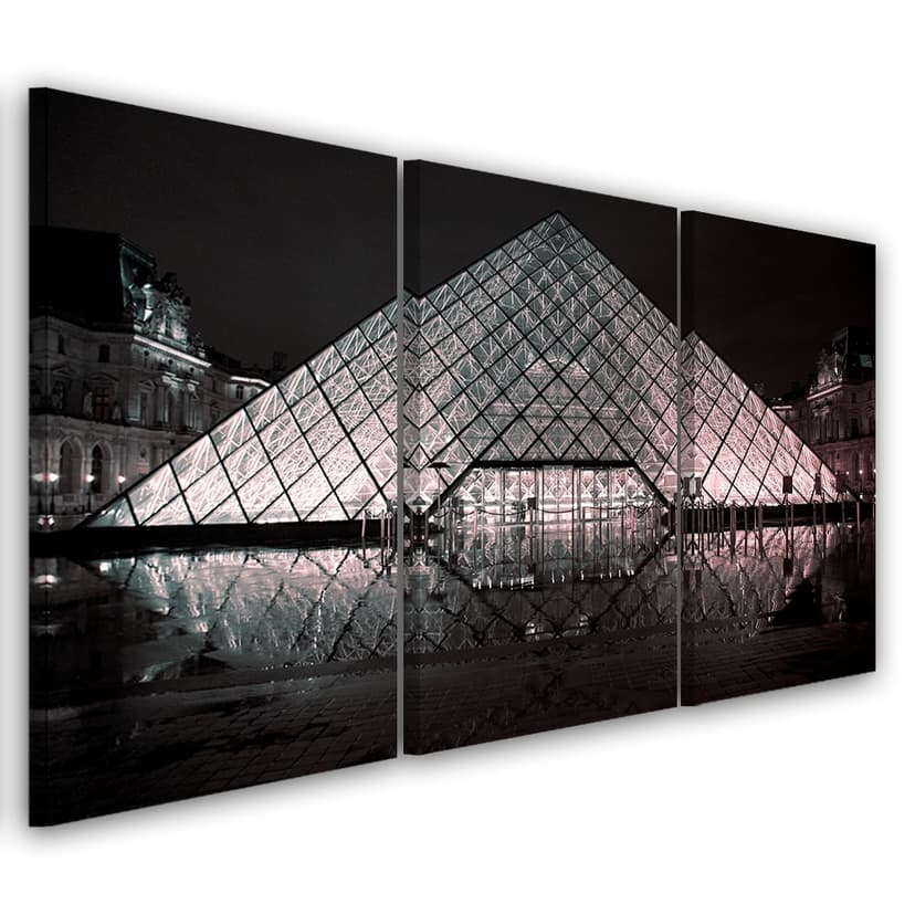 Stampa su tela 3 pezzi, Louvre Parigi Francia