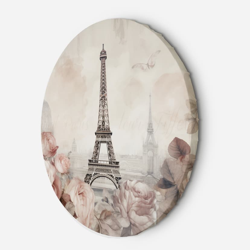 Quadro rotondo su tela Torre Eiffel Shabby Chic