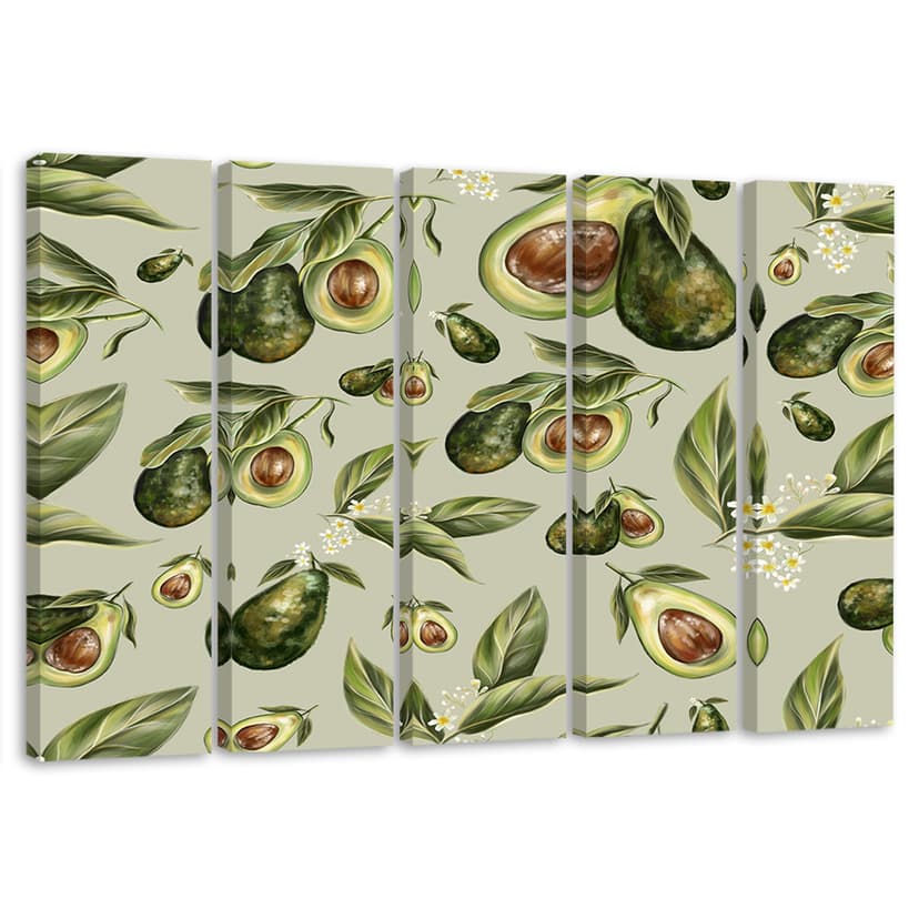 Stampa su tela 5 pezzi, metà avocado