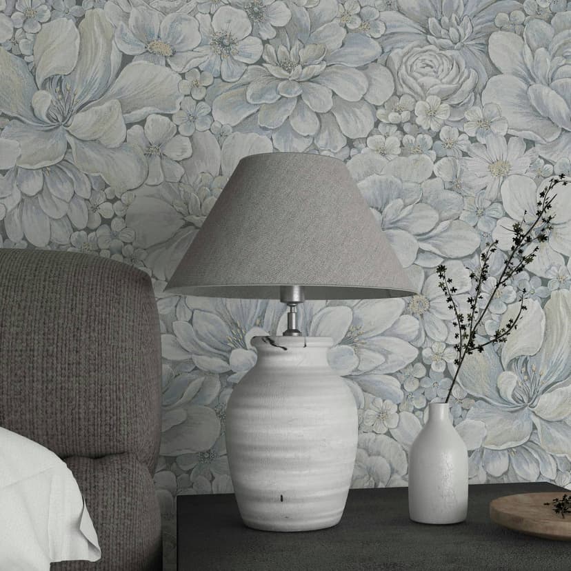 Carta da parati non tessuta blu a fiori per il soggiorno della camera da letto carta da parati marburgo