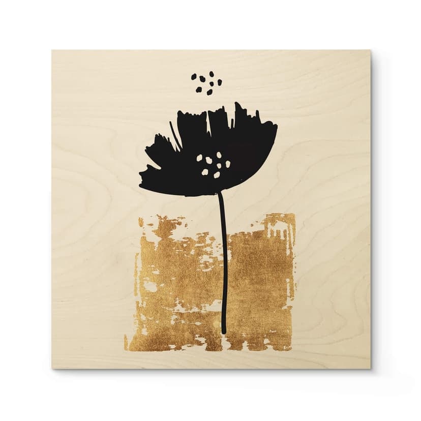 Stampa su legno Kubistika - Fiore nero