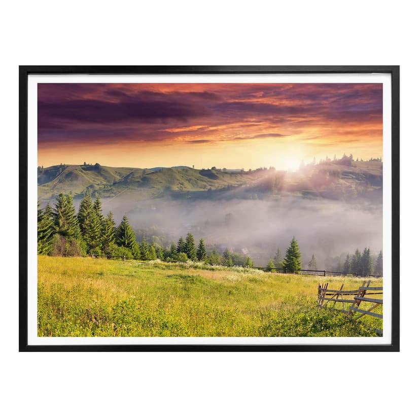 Poster - Valle montana nella nebbia