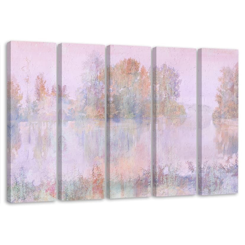 Stampa su tela 5 pezzi, vista lago