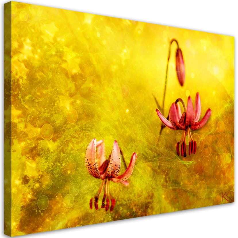 Stampe su tela, Fiori di tulipano natura gialla