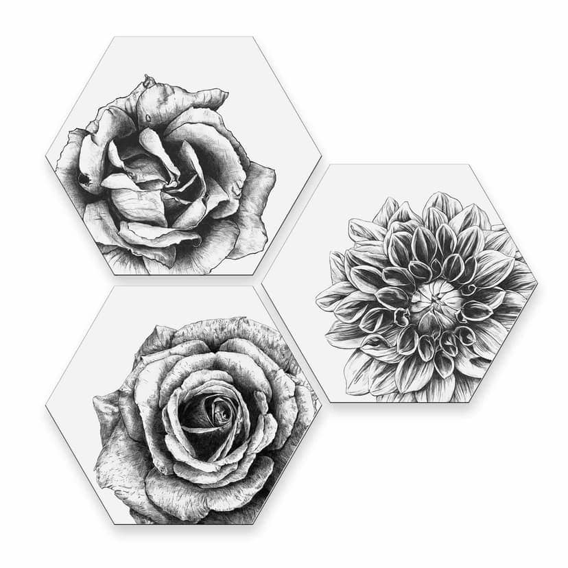Esagoni in Alu-Dibond Kools - Fiori Set 3