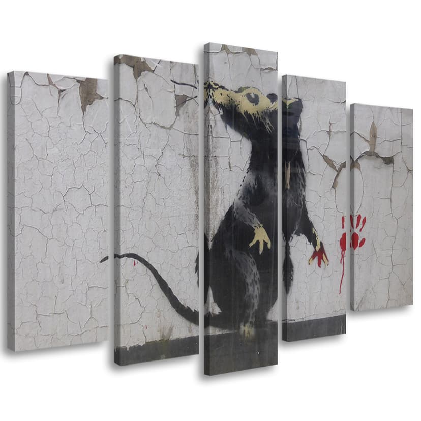 Stampa su tela 5 pezzi Banksy Street Art Ratto