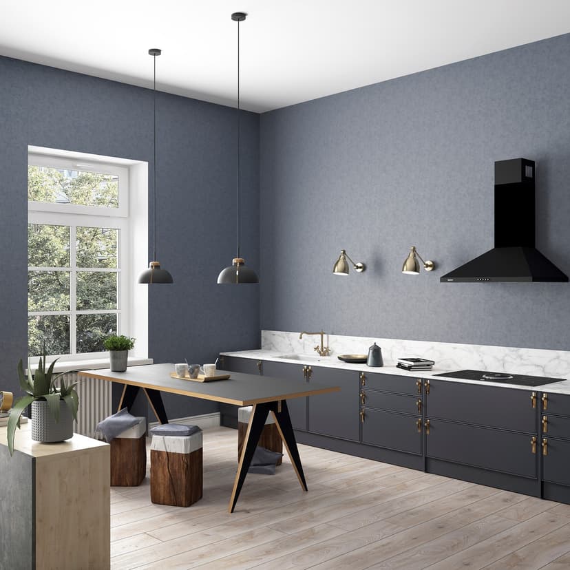 Carta da parati in tessuto non tessuto con look moderno monocromatico e struttura in blu, tinta unita