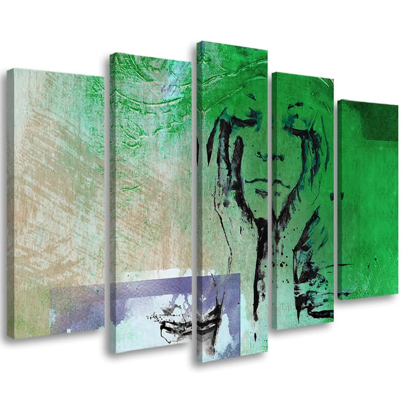 Stampa su tela 5 pezzi Astrazione donna verde