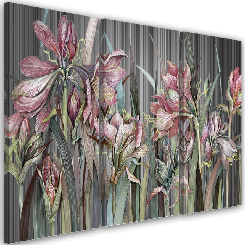 Stampa su tela 3 pezzi, fiori di iris
