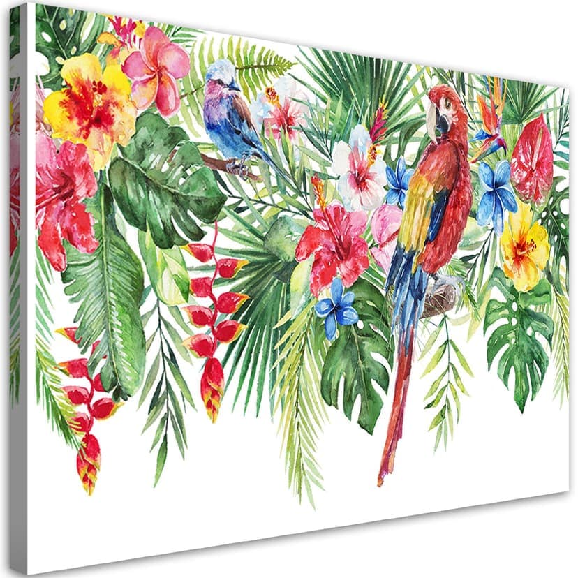 Stampe su tela, Foglie di fiori di pappagallo tropicali