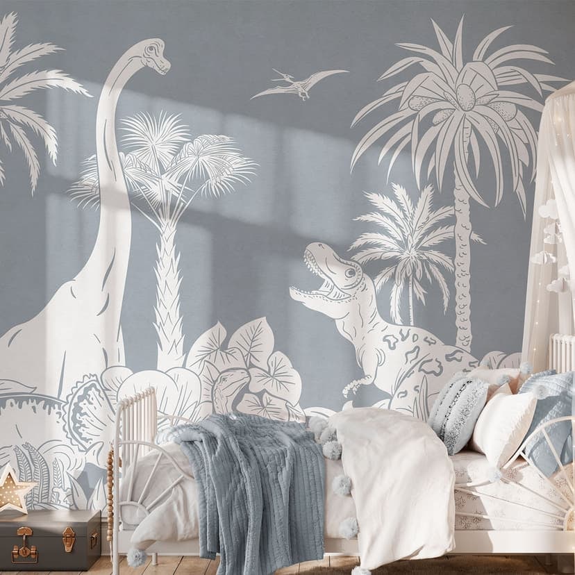 Fotomurale Nella terra dei dinosauri - Blu - Kikki Belle