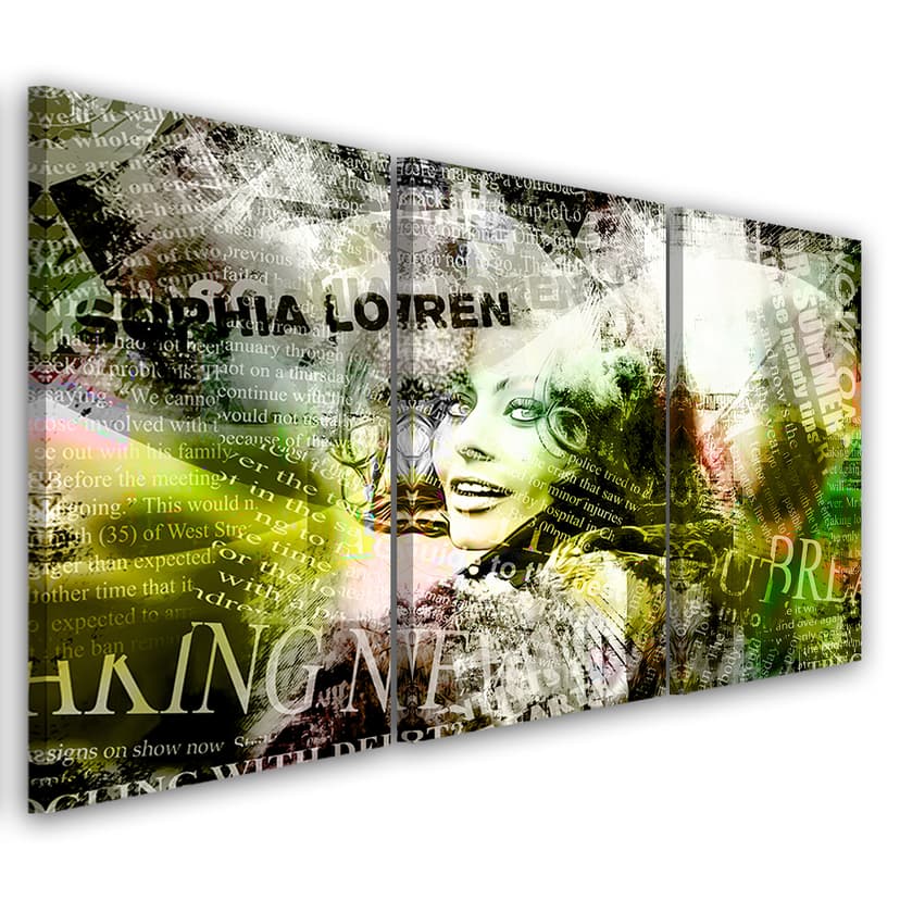 Stampa su tela in 3 parti, Sophia Loren