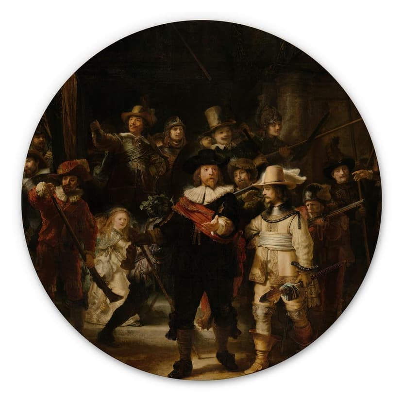 Stampa su legno Rembrandt - La roda di notte