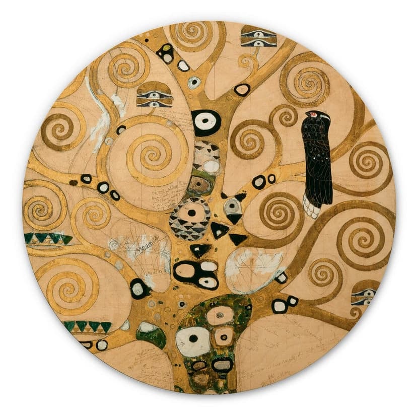 Stampa su legno Klimt - L'albero della vita - Rotondo