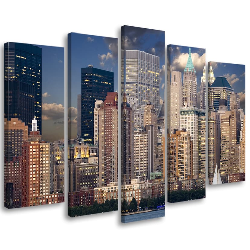Stampa su tela 5 pezzi, New York Manhattan City