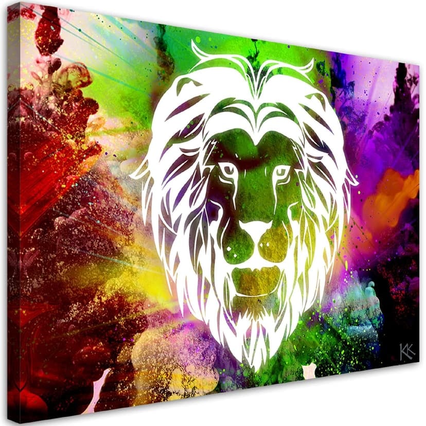 Stampe su tela, astrazione di leoni colorati