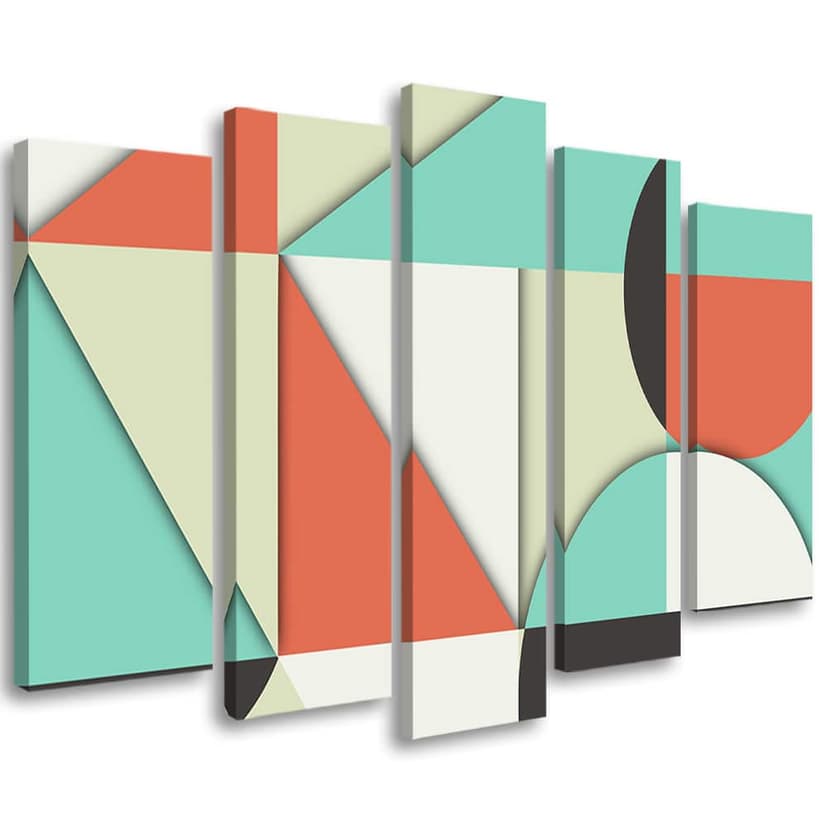 Stampa su tela 5 pezzi, Forme di astrazione geometrica