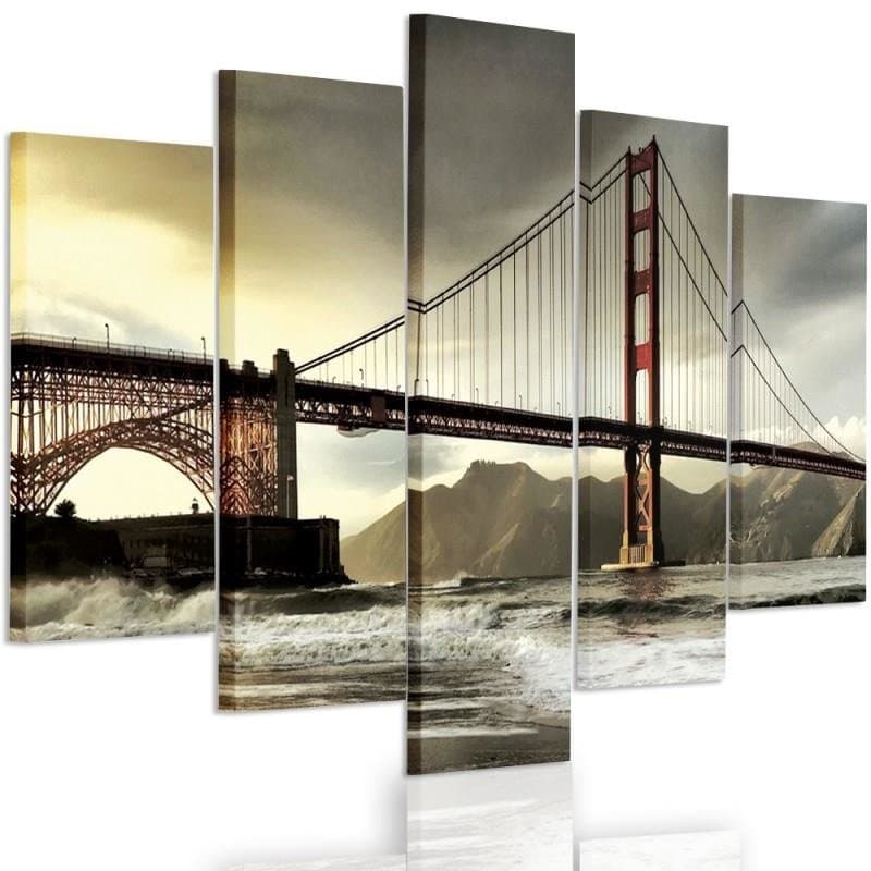 Stampa su tela 5 pezzi, Golden Gate Bridge