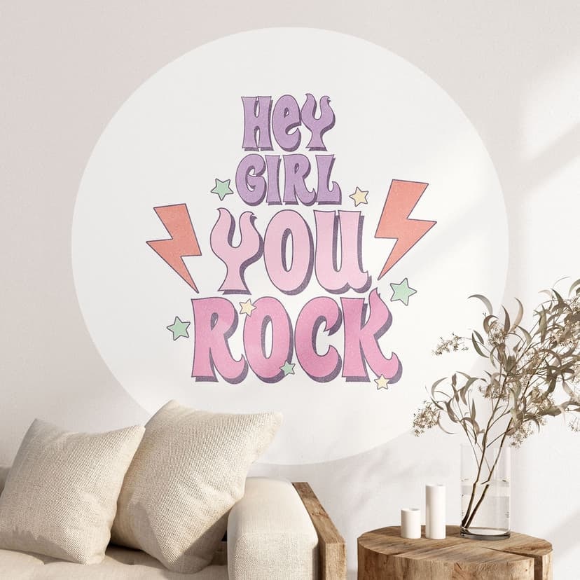 Adesivo murale Hey girl you rock - Tondo