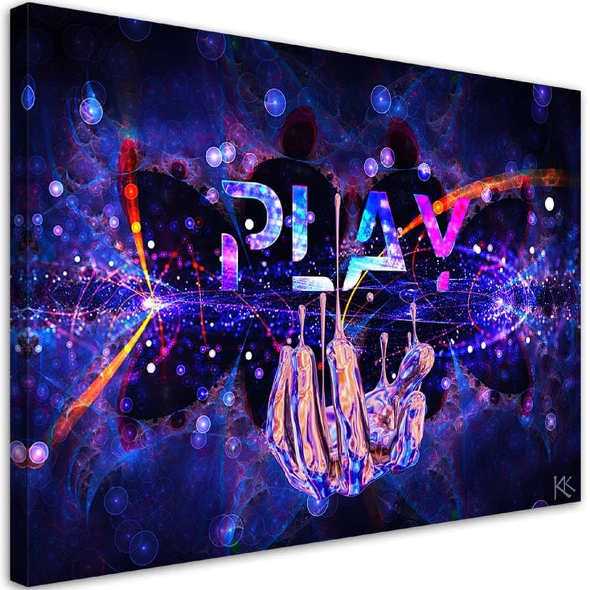 Stampe su tela, Giocatore di console di gioco al neon