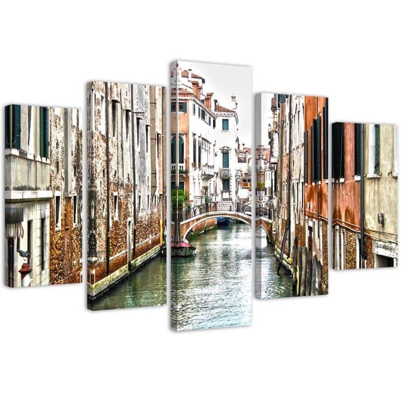 Stampa su tela 5 pezzi, Venezia Canal Italy City