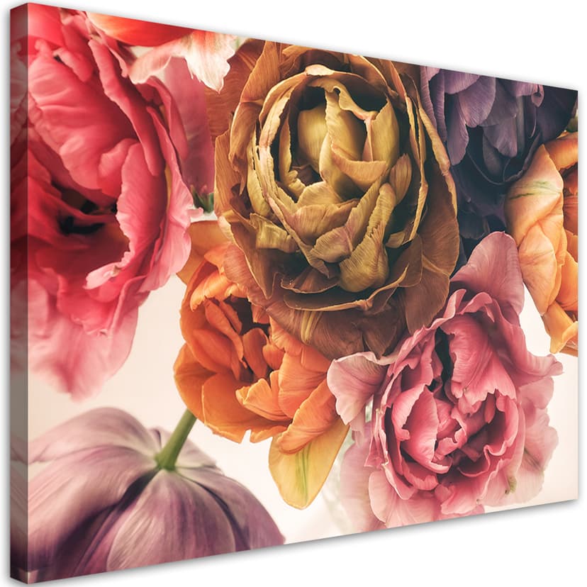Stampe su tela, bouquet di fiori colorati