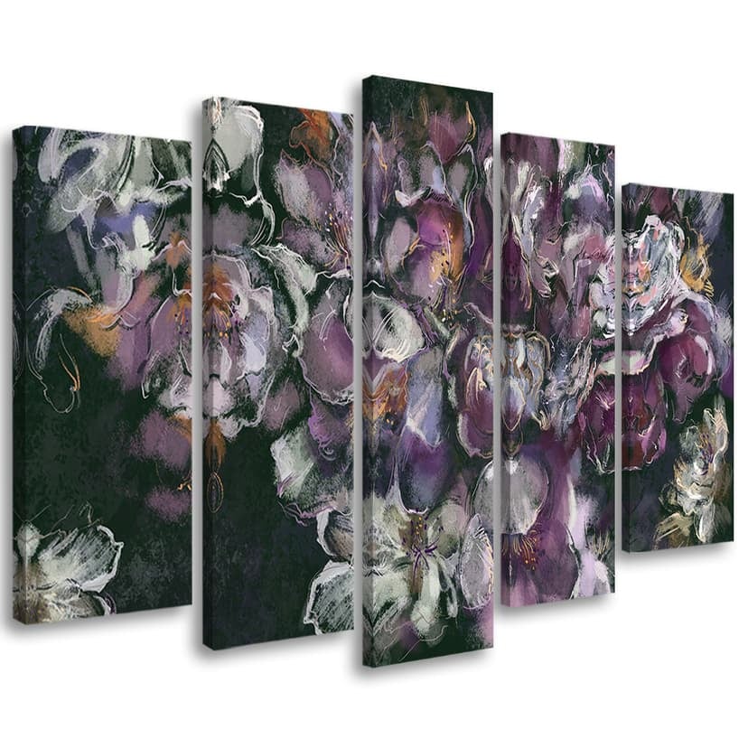 Stampa su tela 5 pezzi, fiore di iris