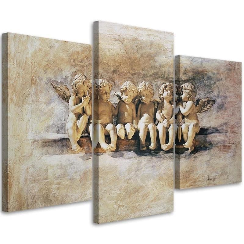 Stampa su tela 3 pezzi Angelo beige vintage