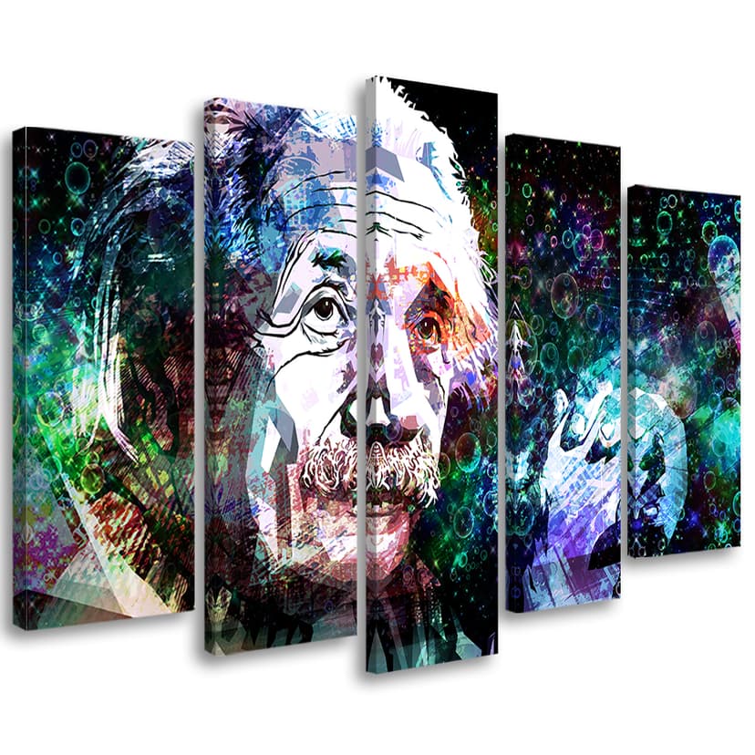 Stampa su tela 5 pezzi, Albert Einstein