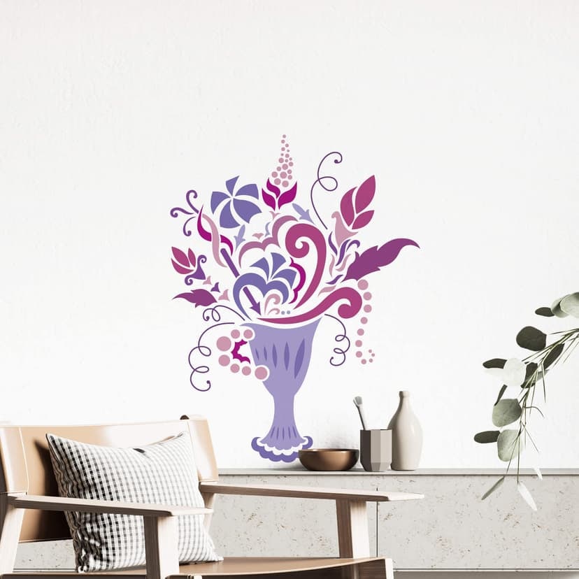 Adesivo murale - Bouquet color malva