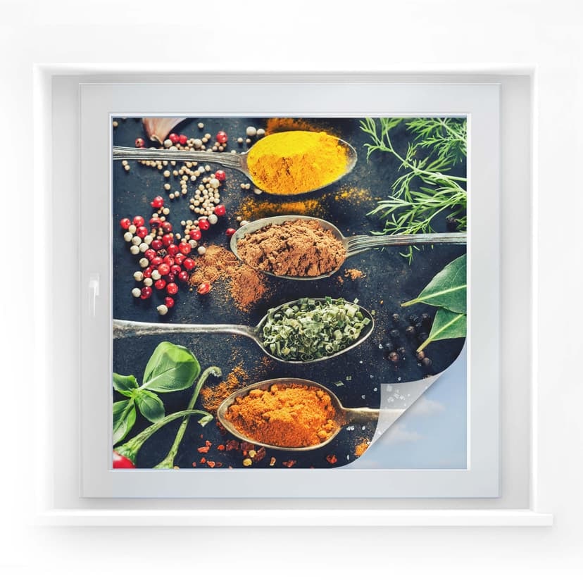 Pellicola adesiva per vetri - varietà di erbe 01 (quadrato)