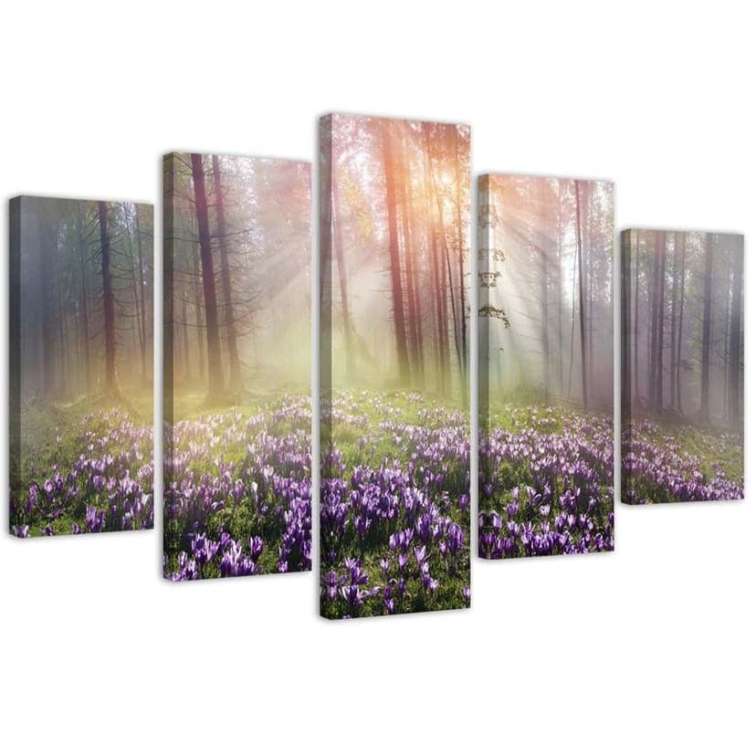 Stampa su tela 5 pezzi Fiori della foresta nebbiosa