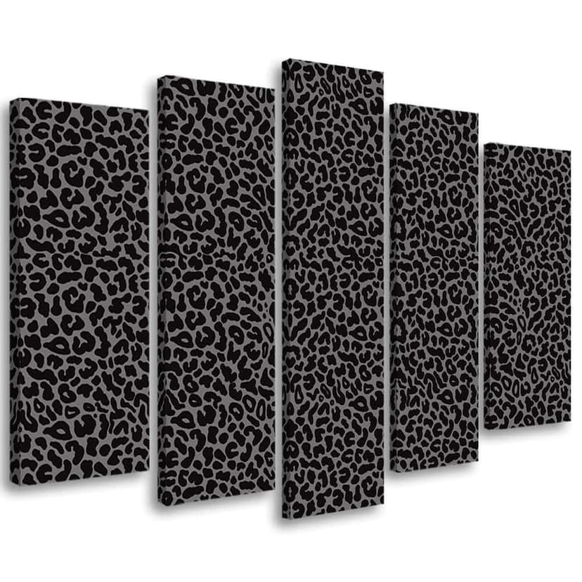 Stampa su tela 5 pezzi, motivo con toppe in pelliccia di leopardo leopardo