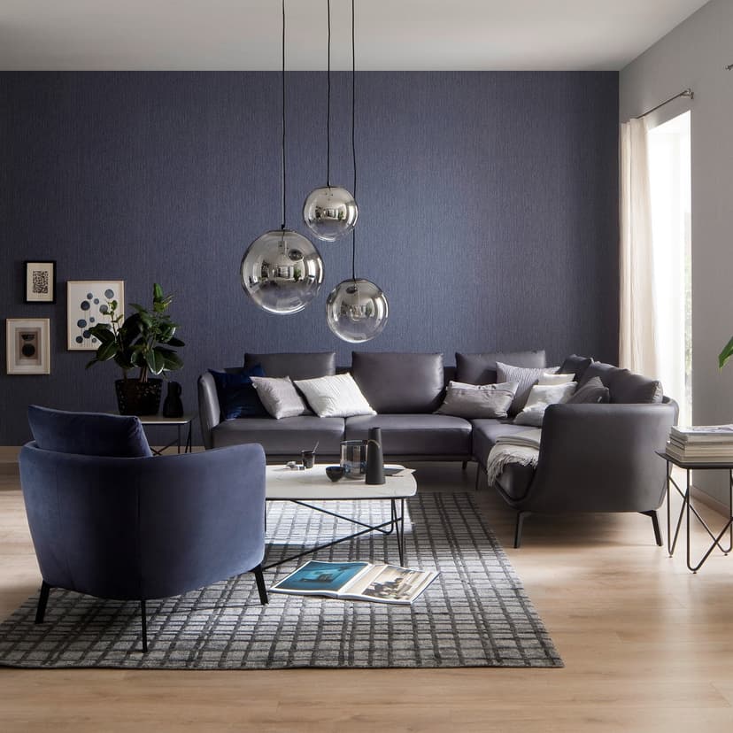 behang SCHÖNER-WOHNEN vliesbehang, structuurbehang blauw