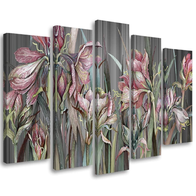 Stampa su tela 5 pezzi, fiori di iris