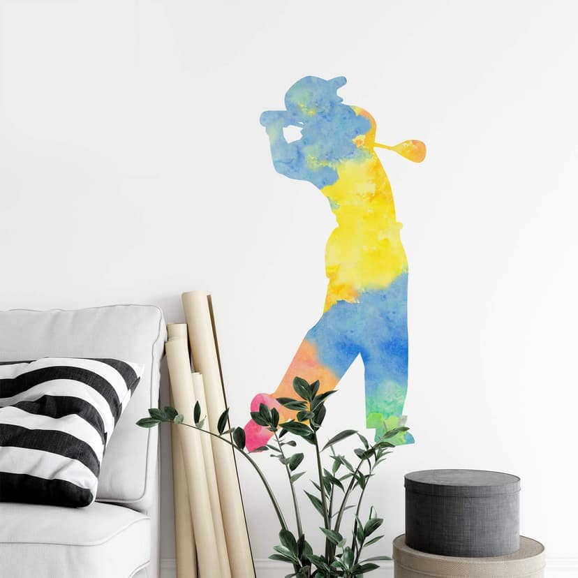 Adesivo murale - golfista in stile acquarello 02