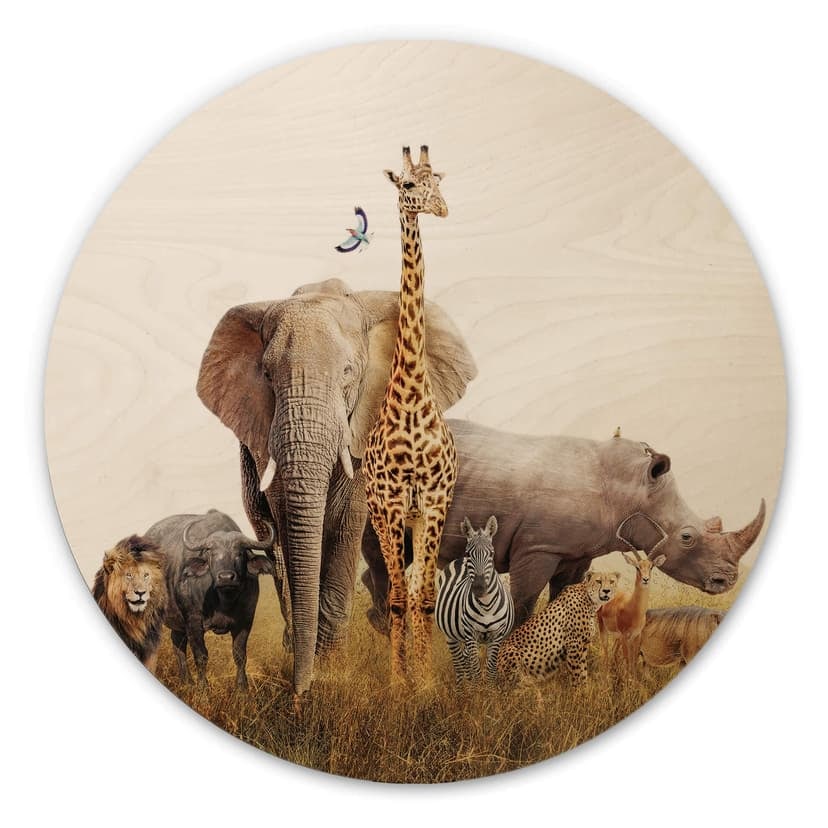 Stampa su legno Animali africani - Rotondo