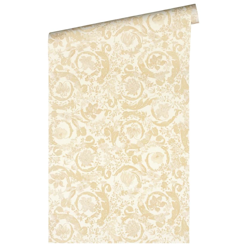 Carta da parati Versace con motivi floreali in beige e crema Carta da parati non tessuta design floreale
