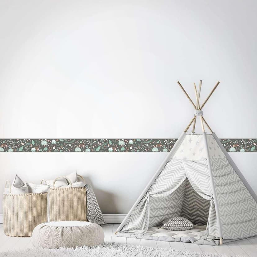 Carta da parati per bambini, carta da parati in tessuto non tessuto per bambini Walls verde, grigio