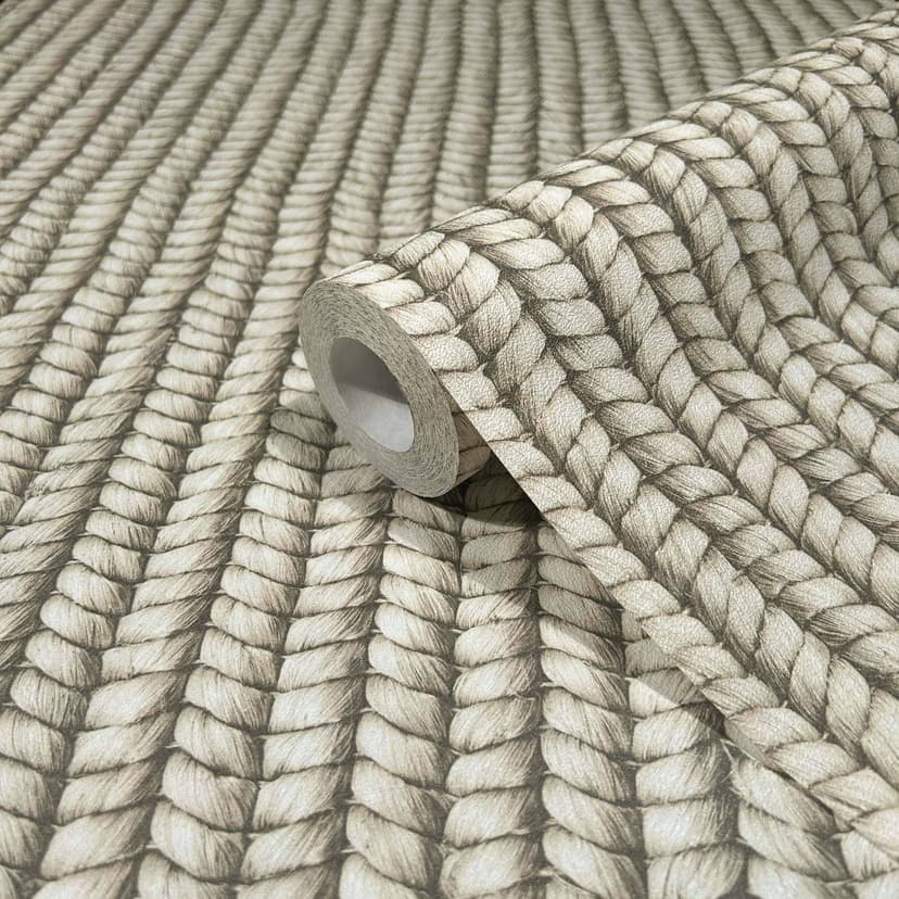 carta da parati in tessuto non tessuto con intreccio di sughero beige e grigio