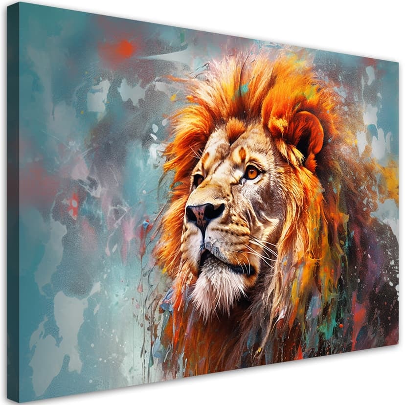 Stampa su tela con astrazione animale leone