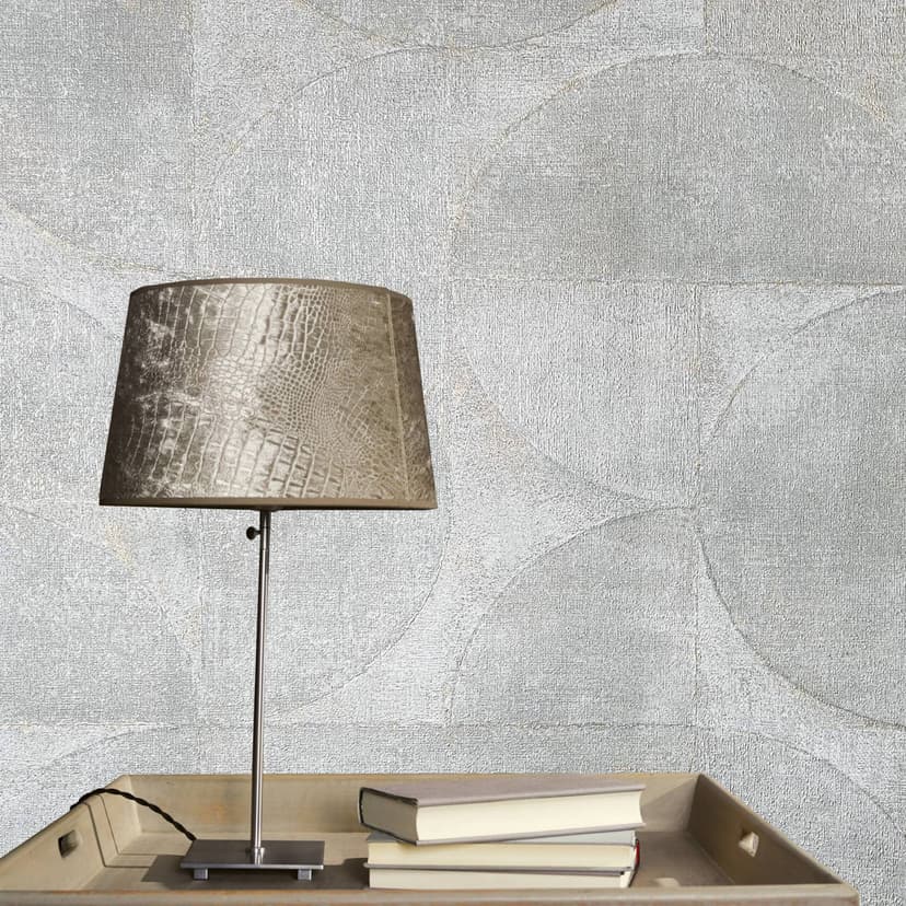 Carta da parati in tessuto non tessuto con texture perlata a semicerchi e rettangoli