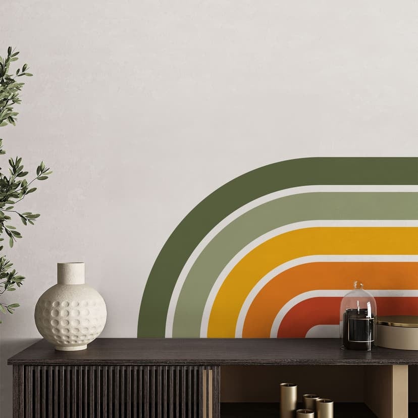 Adesivo murale retro half arch | colori dell'arcobaleno