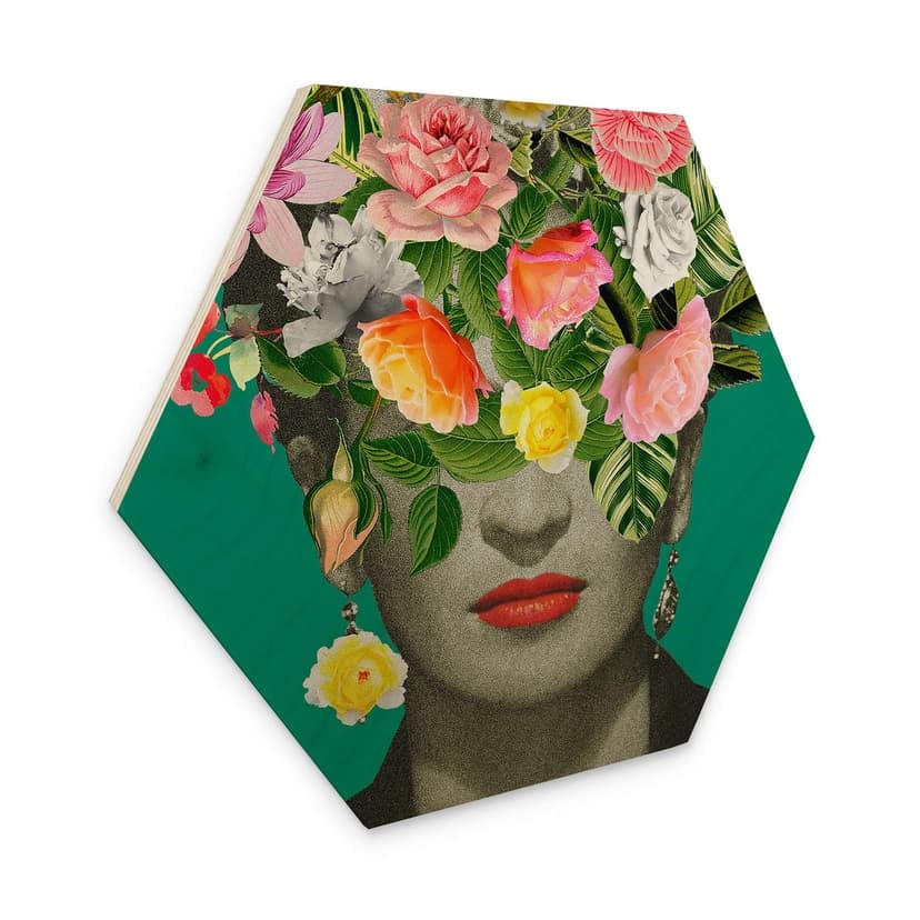Quadro esagonale in legno Frida Floral - Frida Floral Studio