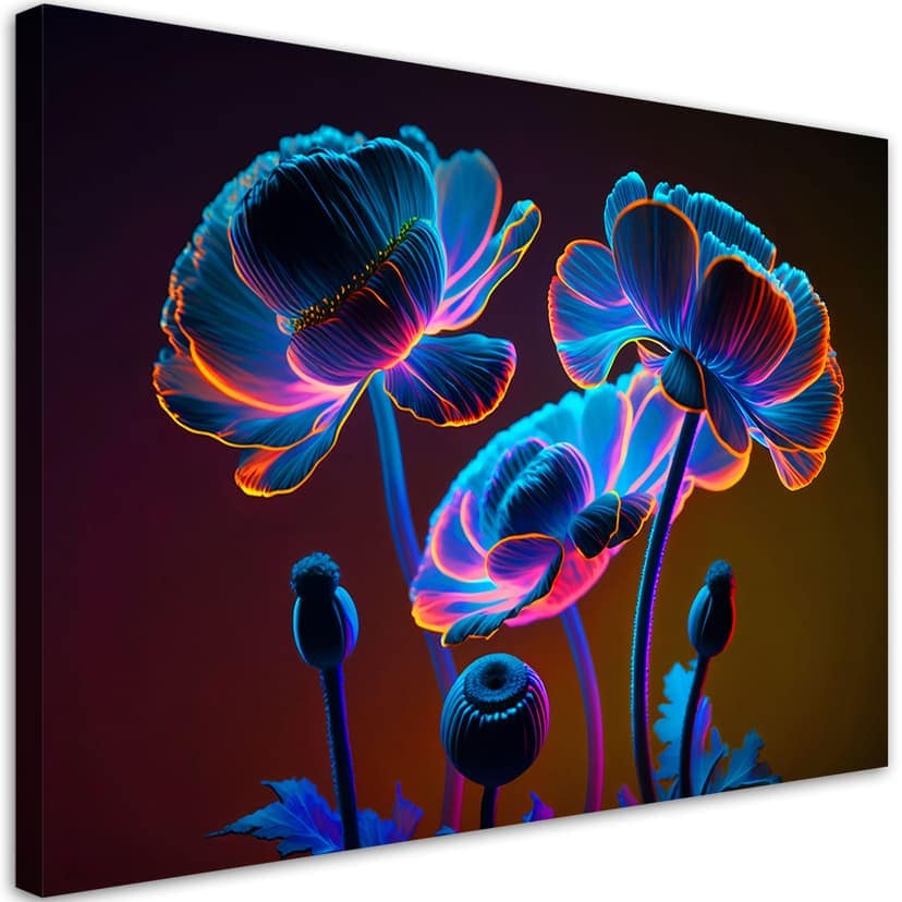 Stampa su tela, fiori al neon natura