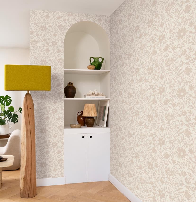 Carta da parati floreale e in tessuto non tessuto Paraiso beige